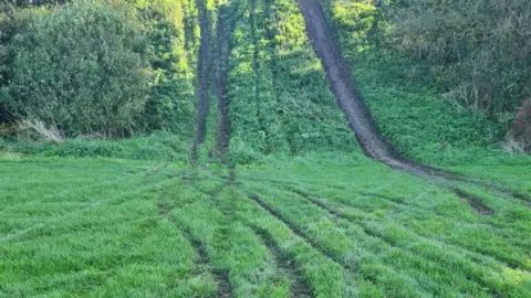 Emma Blount Tyre tracks on football pitch