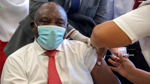 Reuters South African President Cyril Ramaphosa receives the Johnson and Johnson vaccination at the Khayelitsha Hospital near Cape Town, South Africa, February 17, 2021.