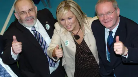 Pacemaker Michelle O'Neill, pictured with Francie Molloy (left) and the late Martin McGuinness