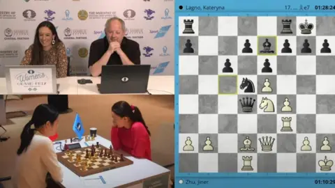 FIDE chess/YouTube A screenshot from the FIDE Chess YouTube channel of the round 9