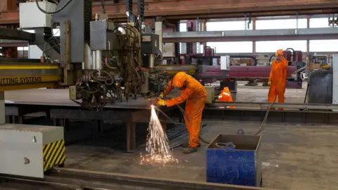 Sandie Maciver Cutting steel at Arnish