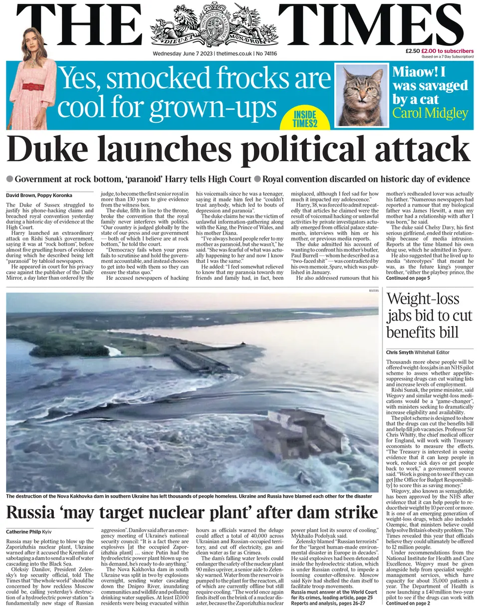 The Times front page