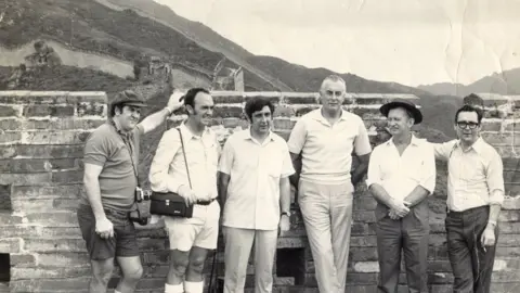 Stephen Fitzgerald Whitlam and members of the delegation at the Great Wall of China