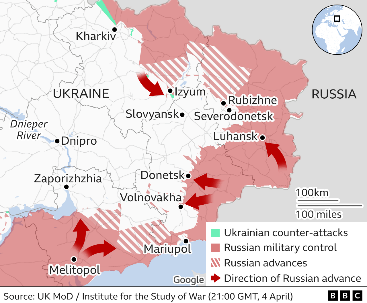 Ukraine War In Maps Tracking The Russian Invasion BBC News    124028374 Ukraine Invasion East Map  640x2 Nc 