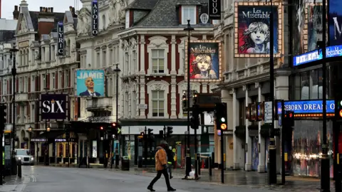 Getty Images Shaftsbury Avenue in central London during the UK's third COVID-19 lockdown on January 20, 2021