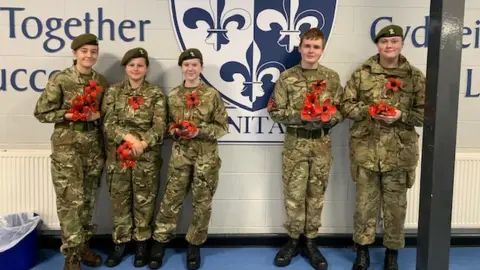 Ysgol Gyfun Tredegar Comprehensive School Cadets from Tredegar Comprehensive School who will be taking parting the Remembrance Day Service at St. George's Church 2019