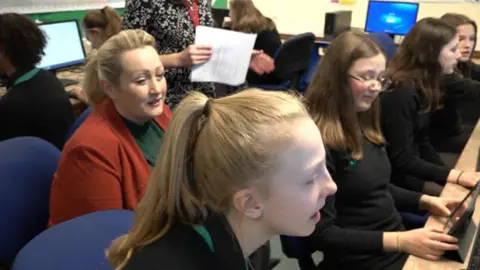 Rebecca Evans at the launch of CyberFirst Girls