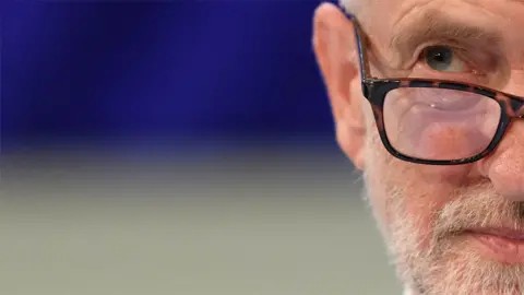 Getty Images File image showing part of Jeremy Corbyn's face, as though in thought
