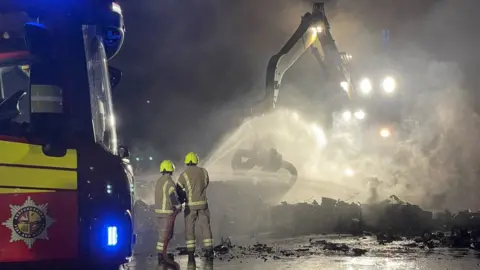 Stopsley Community Fire Station  A fire at at Totternhoe scrap metal yard