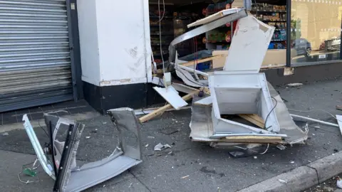 Damaged cash machine