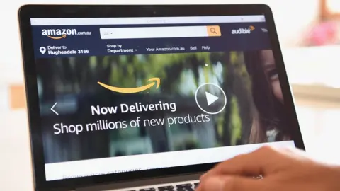 Getty Images A computer shows the website for Amazon's new Australian service