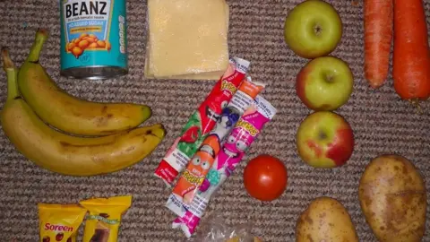 A food parcel received by Twitter user Roadside Mum