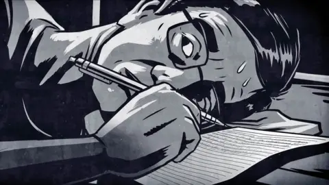 El Toro Studios Illustration of Sun Yi writing a letter in bed