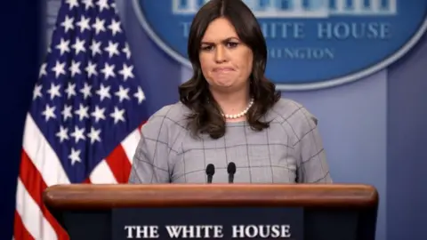 Getty Images Sarah Sanders pictured at January 3 White House press briefing