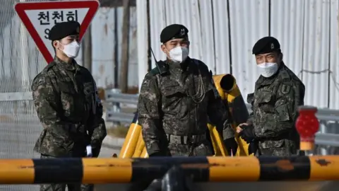 Getty Images s korean troops at checkpoint near DMZ