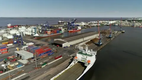 BBC Aerial view of Hull port