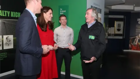 PA The Duke and Duchess met former goalkeeper Pat Jennings