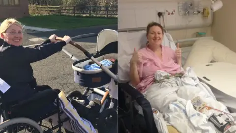 Vikki lane pushing baby and in hospital bed