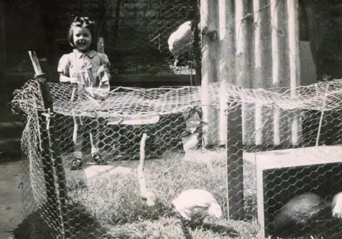 Carla Ferri Carla Ferri as a child with chicken pen