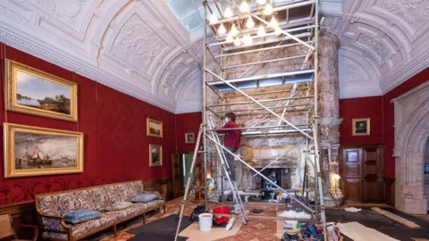 National Trust / Colin Davison Photography Conservation work on the fireplace