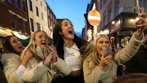 PA Media A girls' night out in Soho as lockdown restrictions are eased