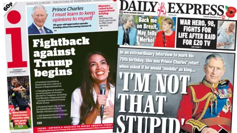 The i and the Daily Express front pages