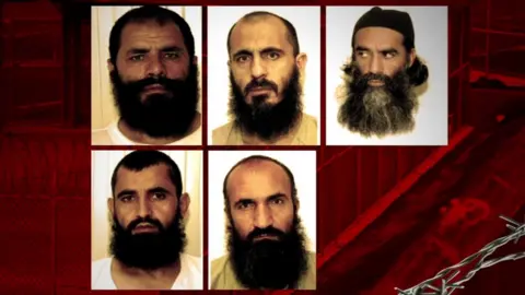  US Defense Department  Top, left to right: Mohammad Fazl, Mohammad Nabi Omari and Mullah Norullah Noori. Bottom left to right: Abdul Haq Wasiq and Khairullah Khairkhwa