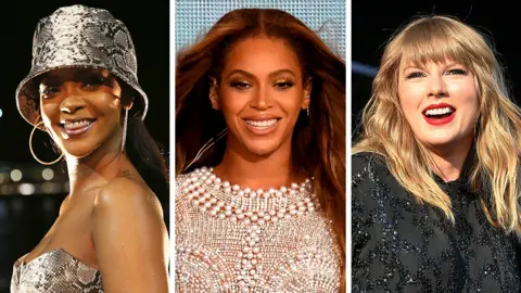 Getty Images Rihanna, Beyonce and Taylor Swift