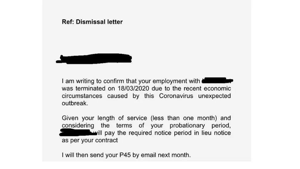 Tom Danousias Mr Danousias received a dismissal letter from HR on Wednesday