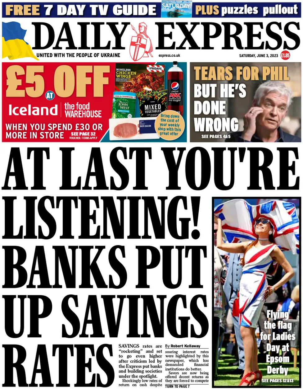 The front page of the Daily Express