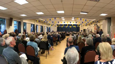 BBC/Tom Ingall Ilkley meeting with hundreds of people