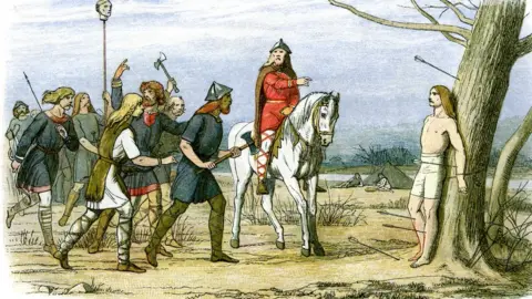 Duncan1890/Getty Images Vintage colour engraving of Edmund from 1864