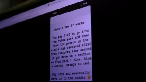 on-screen explanation of scam