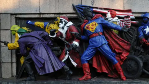 DIMITAR DILKOFF/AFP/Getty Images US icons on Sofia Soviet Army monument, 2011