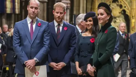 PA Media The Duke and Duchess of Sussex with the Duke and Duchess of Cambridge