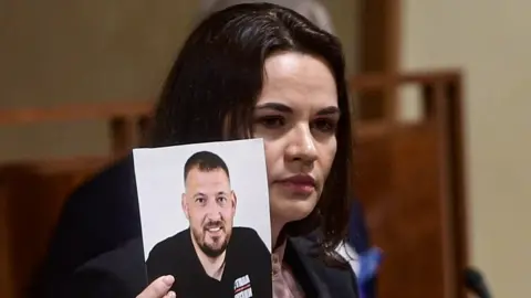 EPA Belarussian opposition politician Svetlana Tikhanovskaya delivers a speech at the Czech Senate in Prague, Czech Republic, 09 June 2021