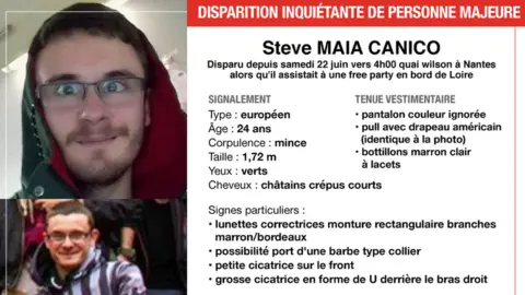 Police Nationale A police missing poster for 24-year-old Steve Maia Caniço