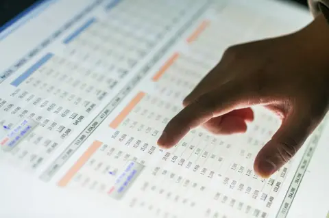 Getty Images A man points at figures in a spreadsheet