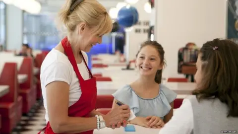 Getty Images Waitress taking an order