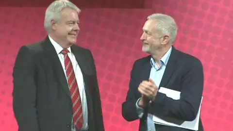 BBC Carwyn Jones and Jeremy Corbyn after Mr Corbyn's speech