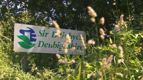 Denbighshire road sign