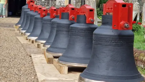 Bells outside the parish church in Aylsham