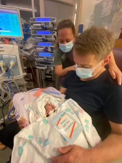 Jade Crane One of the twins after leaving the incubator