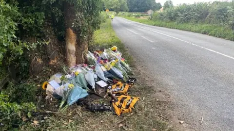 Floral tributes at the scene