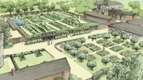 National Trust An artist's impression of how the restored walled garden at Trelissick could look