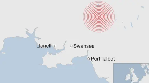 map showing epicentre