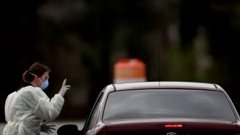 Getty Images Nurses screen drivers in Maryland