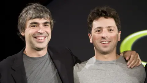 Getty Images Larry Page (L) and Sergey Brin (R), the co-founders of Google, at a press event in 2008