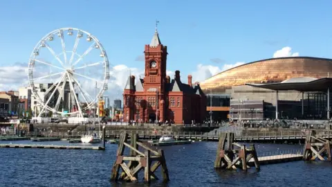 Catherine Adams Blues skies and a big wheel at Cardiff Bay taken by Catherine Adams