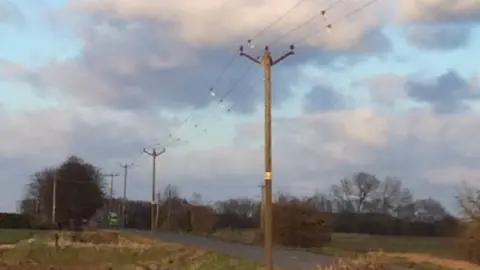 Western Power Distribution Power lines at Baston